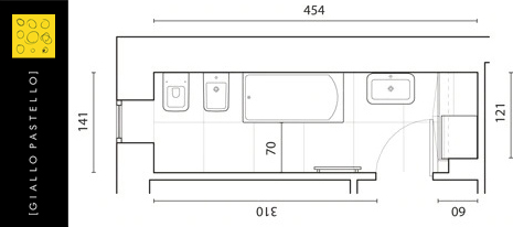 Come arredare il bagno: bagno lungo e stretto - Giallo Pastello Interior Design  - Brescia Bergamo Milano