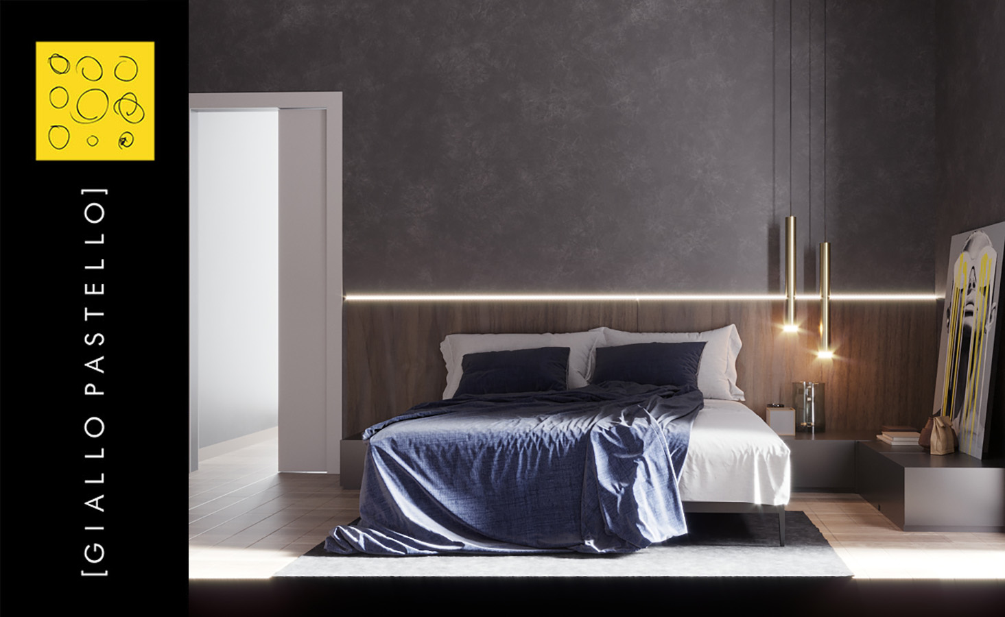 La scelta di colori - blu scuro - Arredamento camera da letto- Giallo Pastello - Interior Design Brescia Bergamo Milano