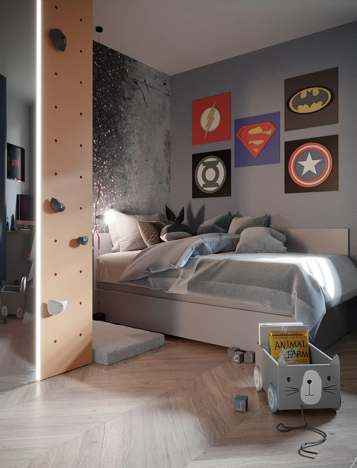 Illuminazione stratificata in una cameretta moderna - Arredamento cameretta - Giallo Pastello Interior Design