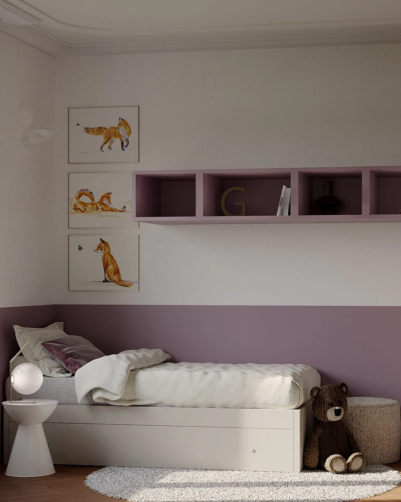 Scrivania integrata in una composizione con libreria - Arredamento cameretta - Giallo Pastello Interior Design