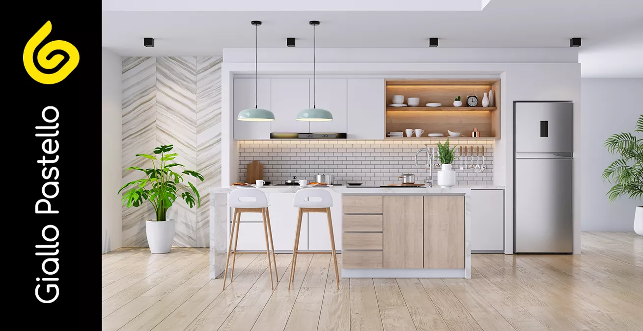 Cucina in colori chiari - Arredamento Scandinavo - Interior Design Brescia Giallo Pastello