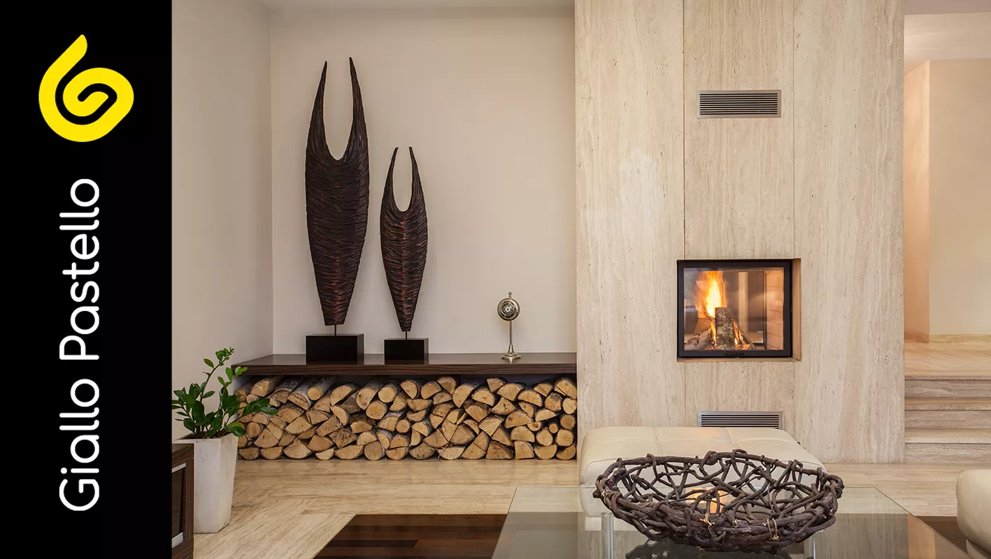 Salotto in legno chiaro - Arredamento Scandinavo - Interior Design Brescia Giallo Pastello