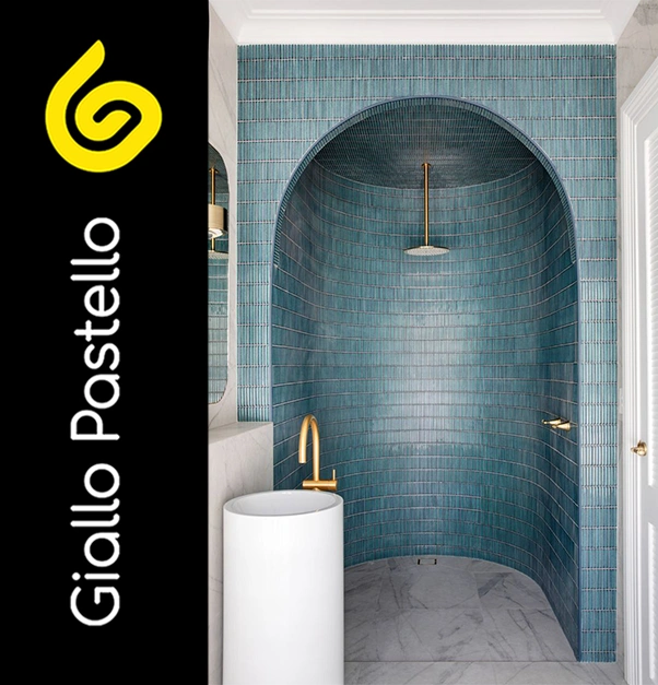 Arredare il bagno: doccia con piastrelle - Giallo Pastello