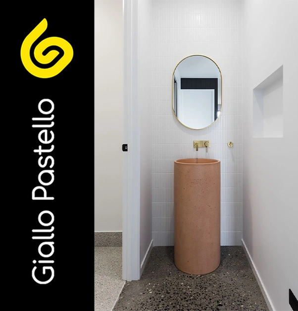 Arredare il bagno: lavabo a colonna - Giallo Pastello
