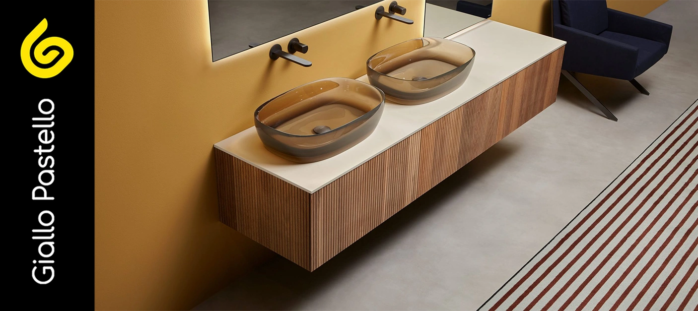Arredare il bagno: lavabo a colonna - Giallo Pastello