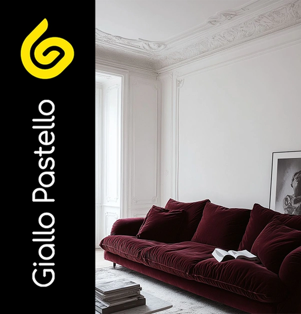 Arredo per salotto: divano lineare - Giallo Pastello