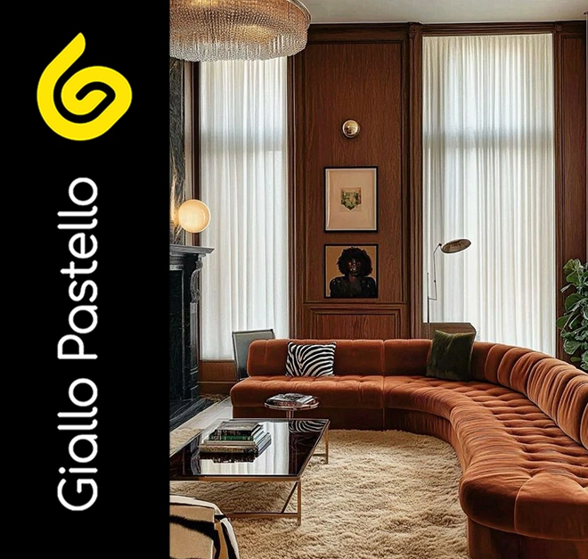 Arredo per salotto: divano angolare - Giallo Pastello