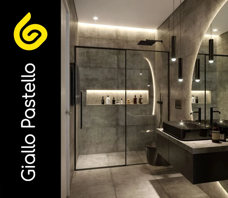3. Progetta una doccia walk-in - Bagno Moderno - Giallo Pastello Interior Design Brescia