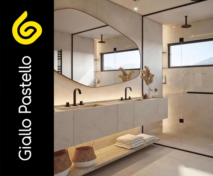 5. Seleziona inserti in stile minimal - Bagno Moderno - Giallo Pastello Interior Design Brescia