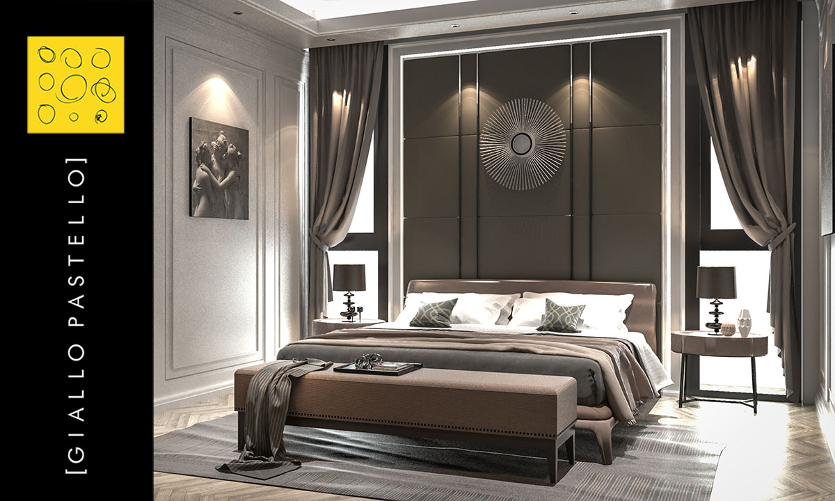 Arredo camera da letto - Esempio testata del letto in legno - Giallo Pastello Interior Design, Brescia, Bergamo, Milano