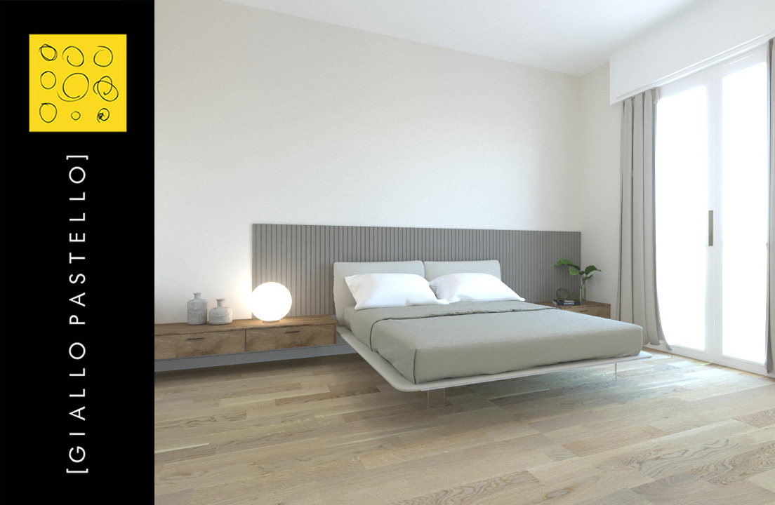 Arredamento camera da letto monocromatico - Giallo Pastello - Interior Design Brescia Bergamo Milano