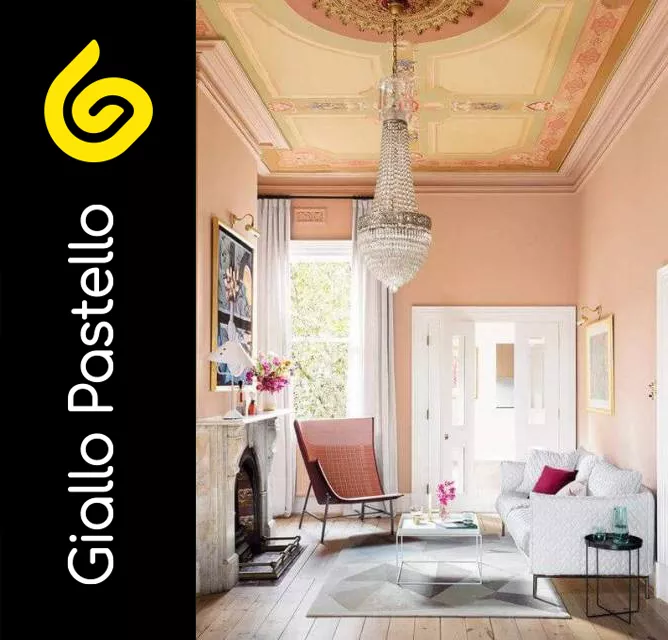 Colore Pantone 2024 Peach Fuzz: salotto color pesca - Giallo Pastello Interior Design