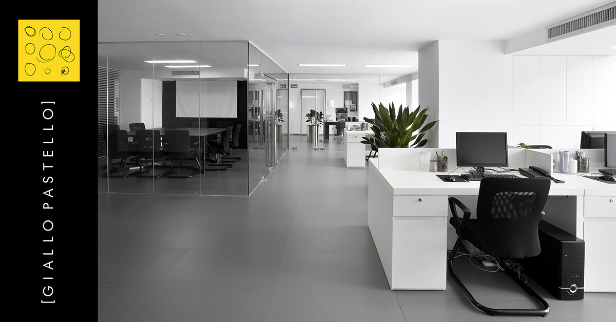 Ufficio arredato elegante chiaro - Arredo Ufficio - Giallo Pastello Interior Design Brescia