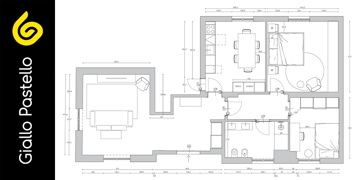 Planimetria ristrutturazione casa Armonie Private - Giallo Pastello Interior Design