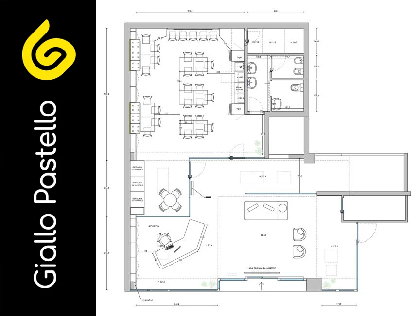Progettazione ufficio planimetria - Giallo Pastello Interior Design Brescia Milano