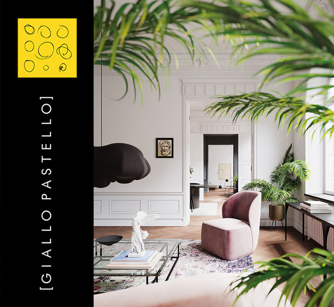Ristrutturazione appartamento, piante verdi - Giallo Pastello - Interior Design Brescia Bergamo Milano