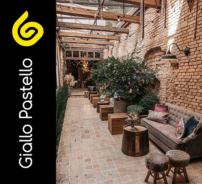 Stile arredo outdoor: stile industrial/urban- Giallo Pastello