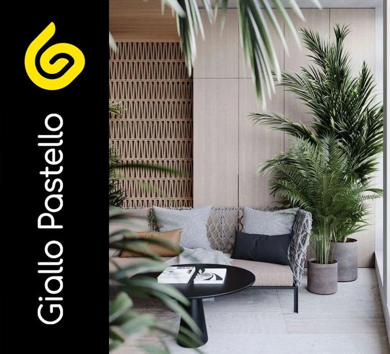 Zona relax con divano e piante in vaso arredare terrazzo appartamento - Giallo Pastello Interior Design Brescia