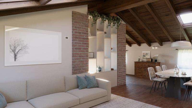Ristrutturazione Mansarda su Misura: divano e quadro - Giallo Pastello Interior Design Brescia