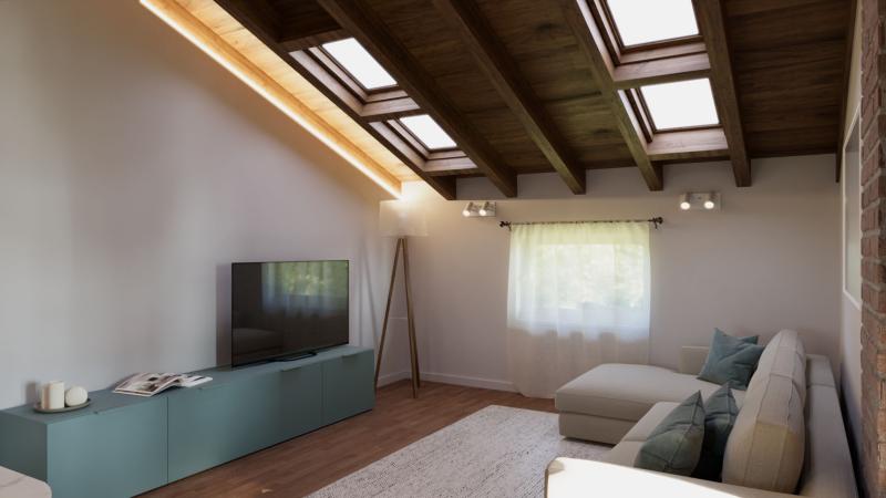 Ristrutturazione Mansarda su Misura: divano e quadro - Giallo Pastello Interior Design Brescia