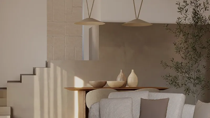 Restyling Living: Stile Japandi, parete decorata con camino e tv - Giallo Pastello Interior Design