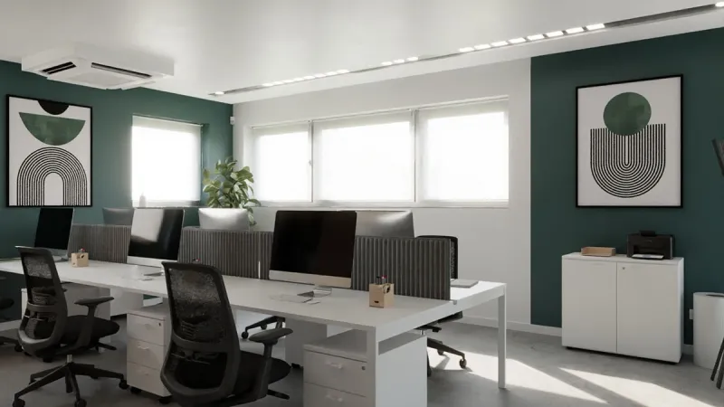 Restyling ufficio contemporaneo: ufficio operativo - Giallo Pastello