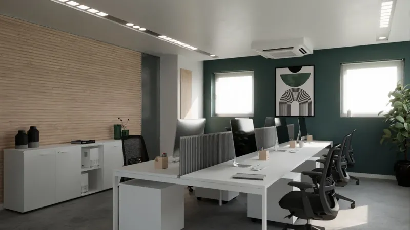 Restyling ufficio contemporaneo: ufficio operativo - Giallo Pastello